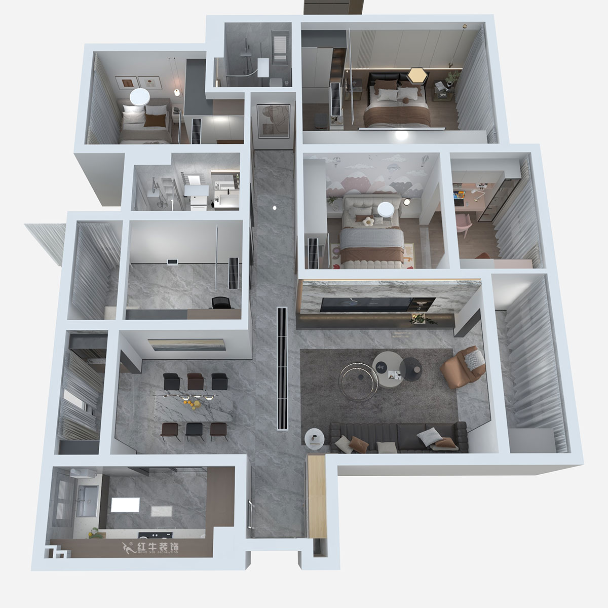 熊皓宇｜升龙天汇-珑悦-140㎡-现代轻奢风格｜4室2厅2卫｜老房装修｜定制家｜全包19